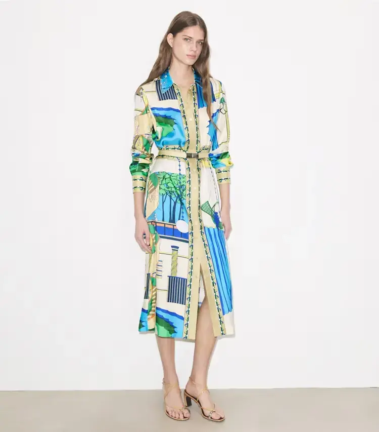 Printed Silk Shirtdress - Image 2