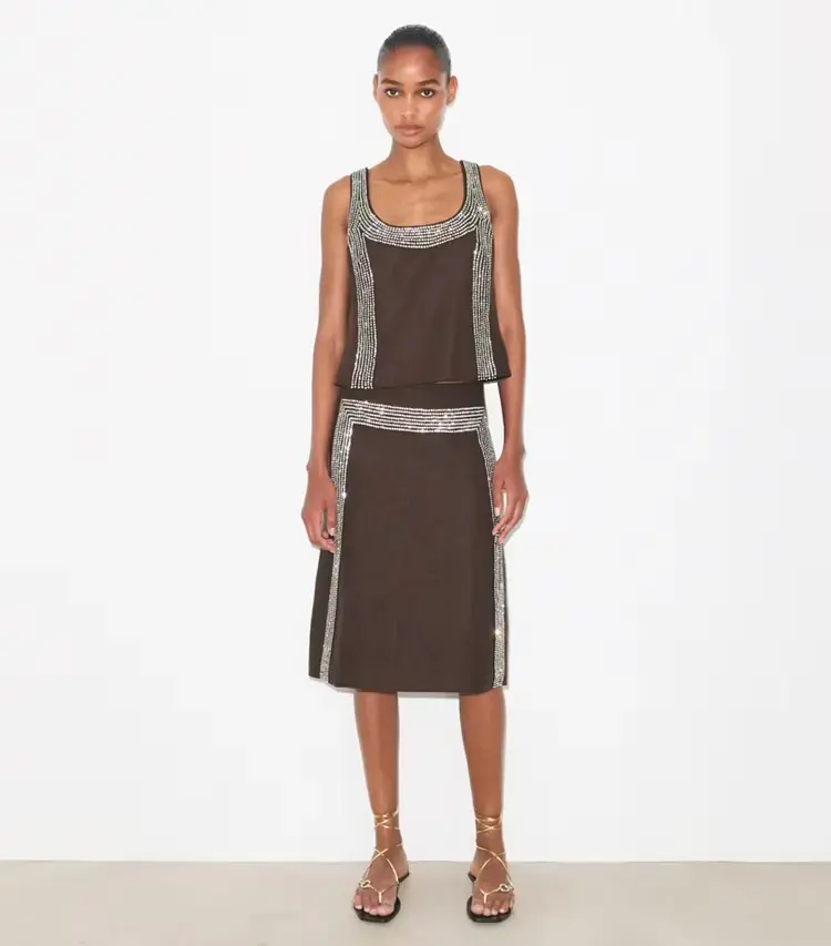 Embellished Linen Skirt - Image 2