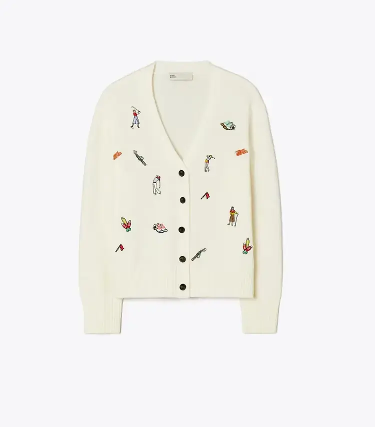 Embroidered Golf Cardigan