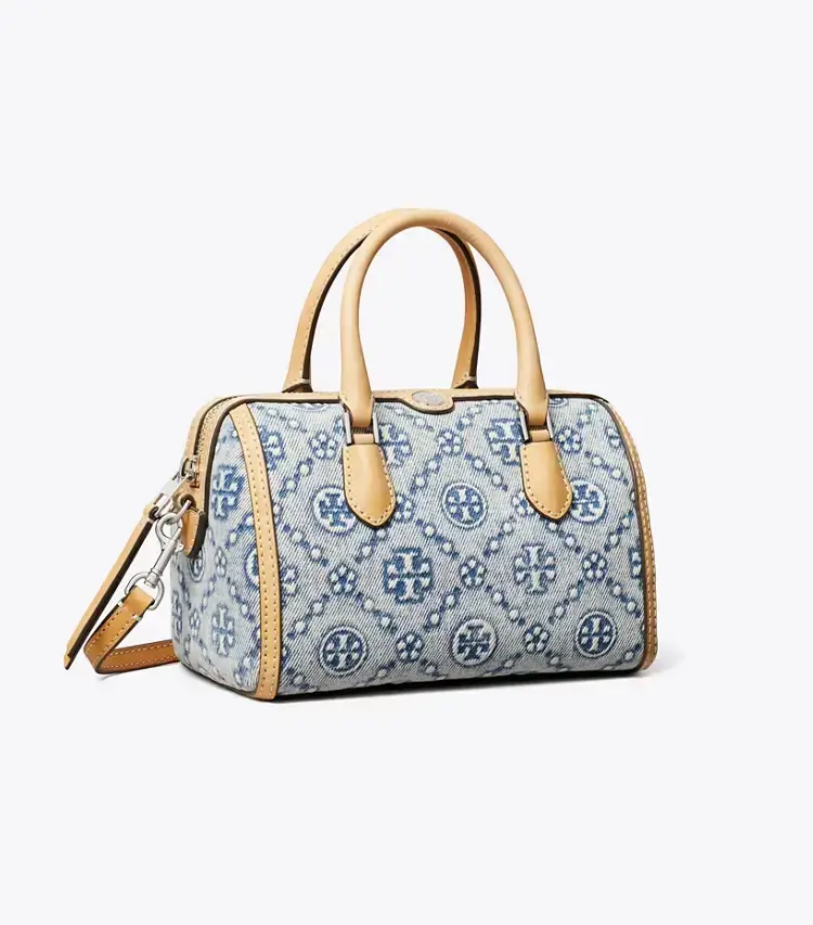 T Monogram Denim Petite Barrel Bag