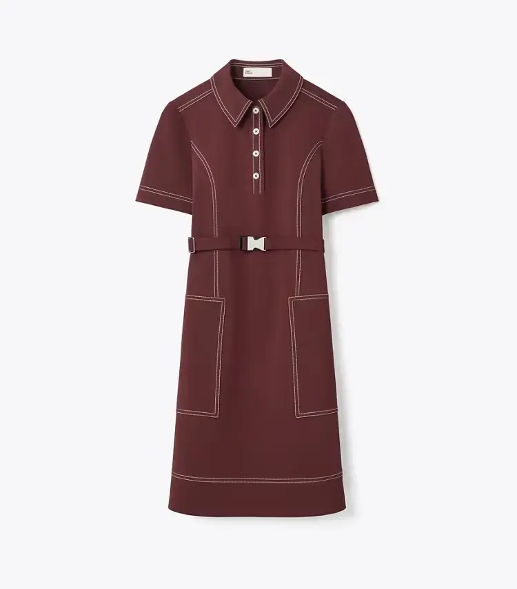 Short-Sleeve Pick Stitch Golf Dress