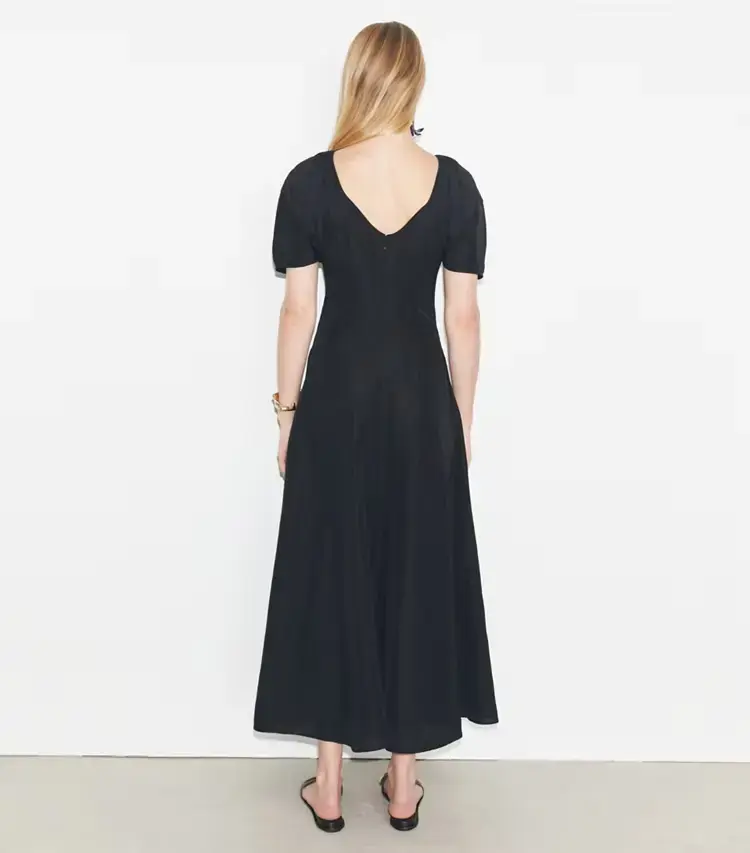 Balloon Sleeve Linen Dress - Image 3