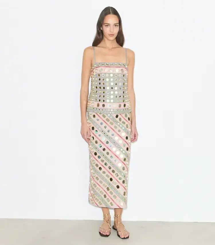 Mirror Embellished Cotton Dress - Image 2