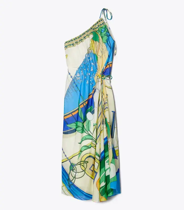 Printed One-Shoulder Cotton Dress
