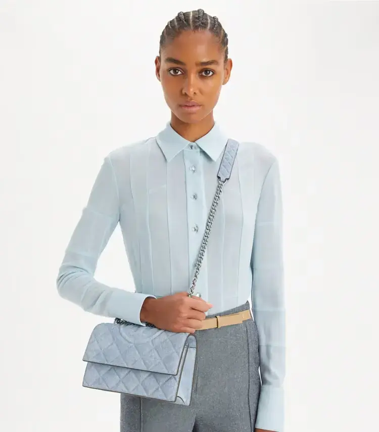 Small Fleming Denim-Print Suede Shoulder Bag - Image 3