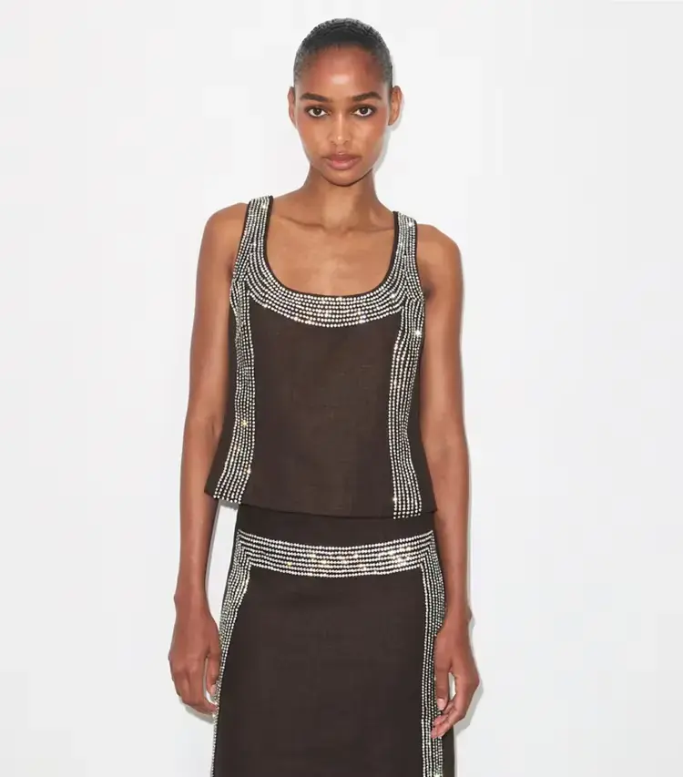 Embellished Linen Top - Image 2