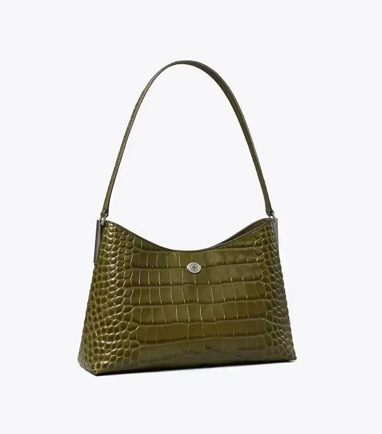 Small Robinson Croc-Embossed Shoulder Bag