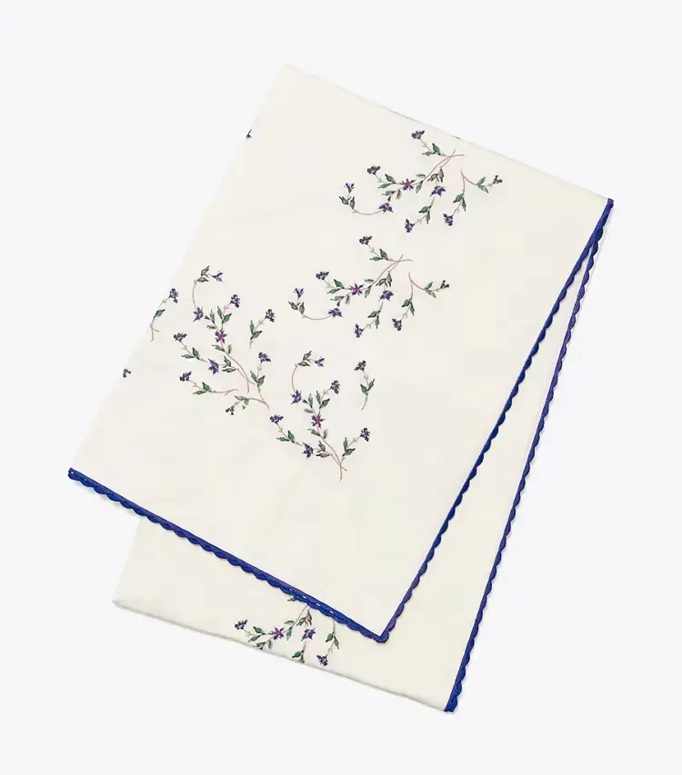 Jolie Fleur Embroidered Square Tablecloth