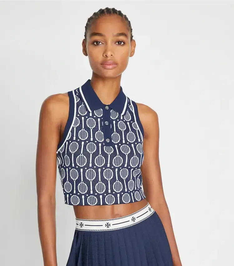 Cropped Tech Knit Polo Tank - Image 2