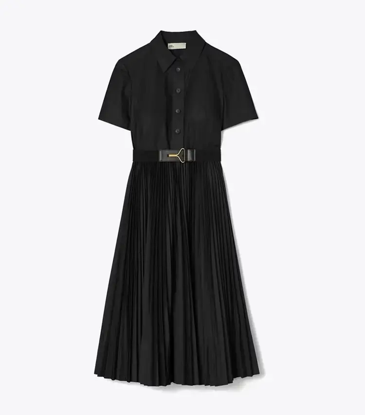 Poplin Pleated Shirtdress