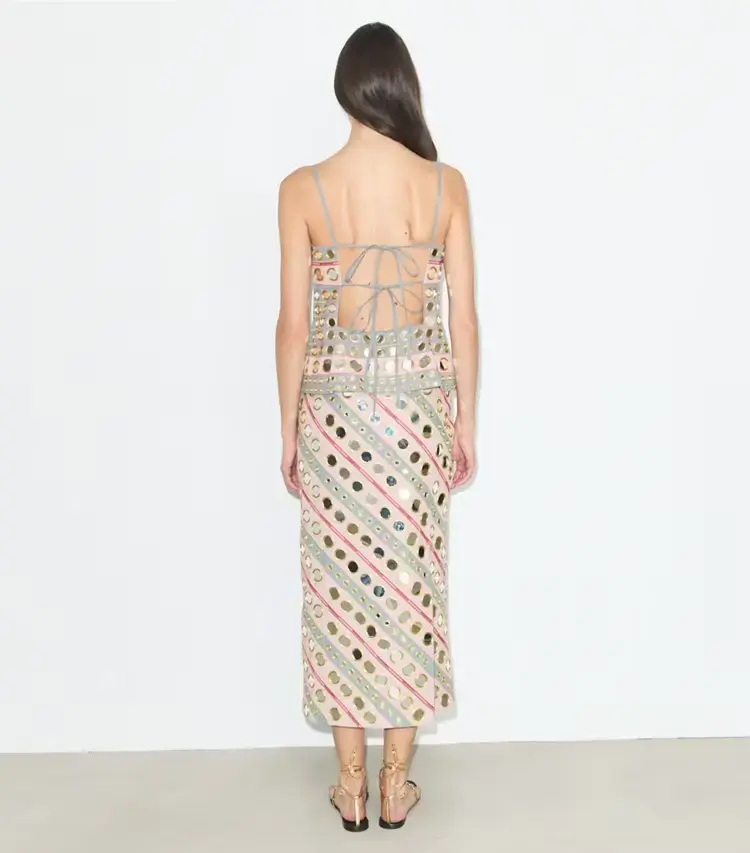 Mirror Embellished Cotton Dress - Image 3