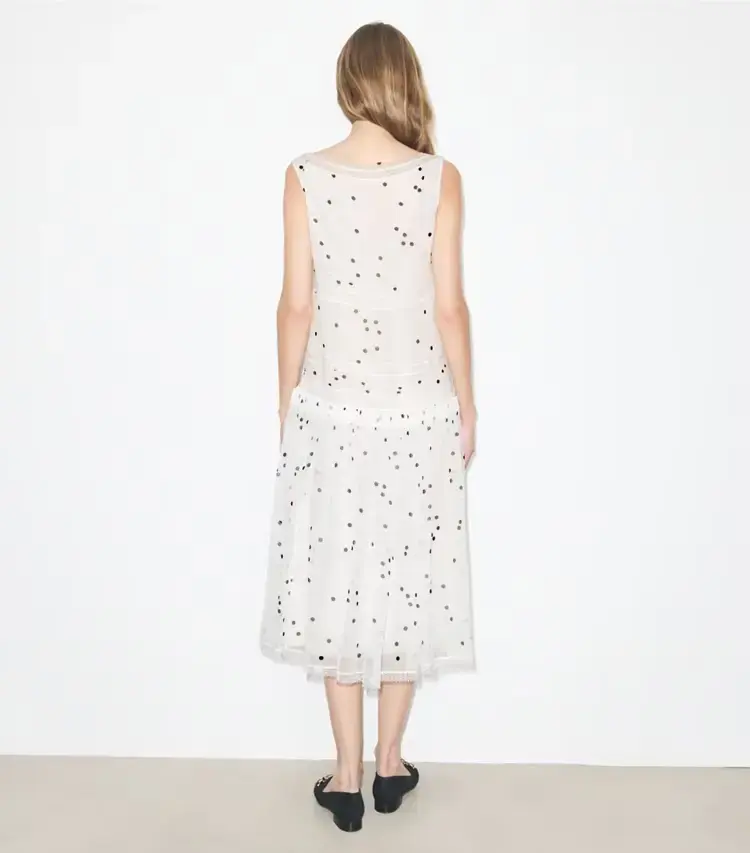 Pleated Silk Lace Dress - Image 3