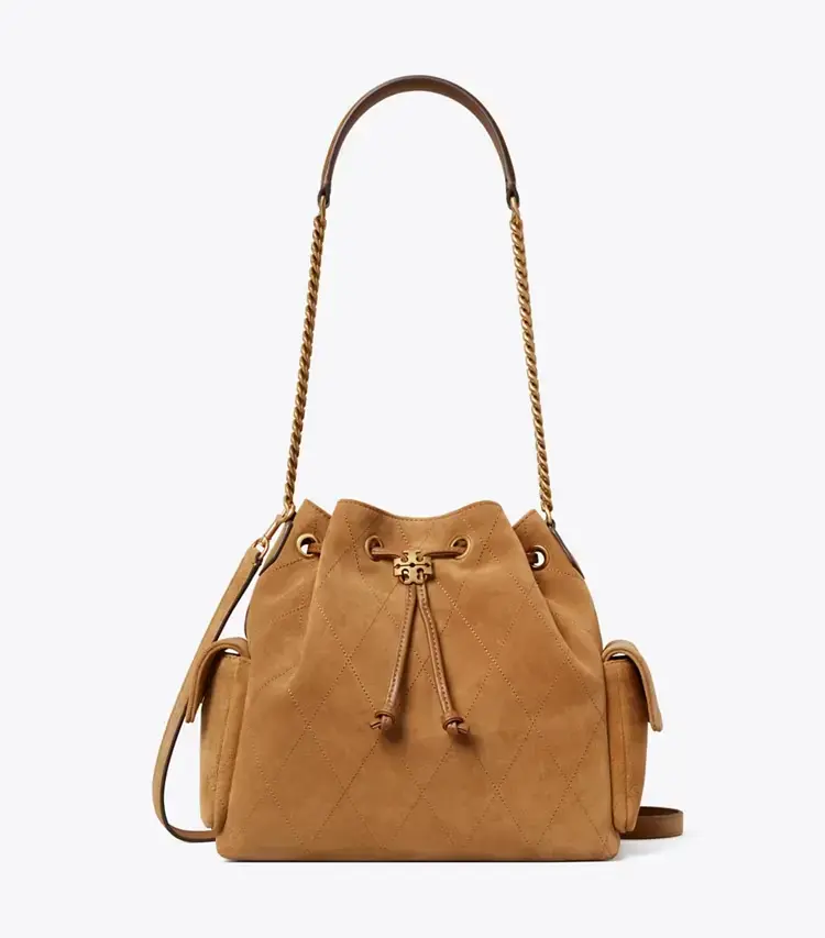 Charlie Quilted Suede Drawstring Shoulder Bag - Image 4
