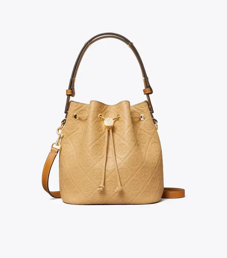 T Monogram Pebble Bucket Bag - Image 4