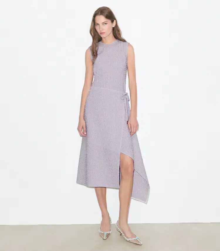 Asymmetric Cotton Wrap Dress - Image 2