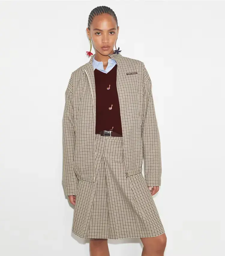 Nylon Plaid Golf Jacket - Image 2