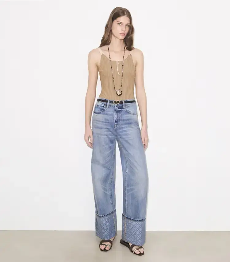 Contrast Cuff Straight Leg Jean - Image 2