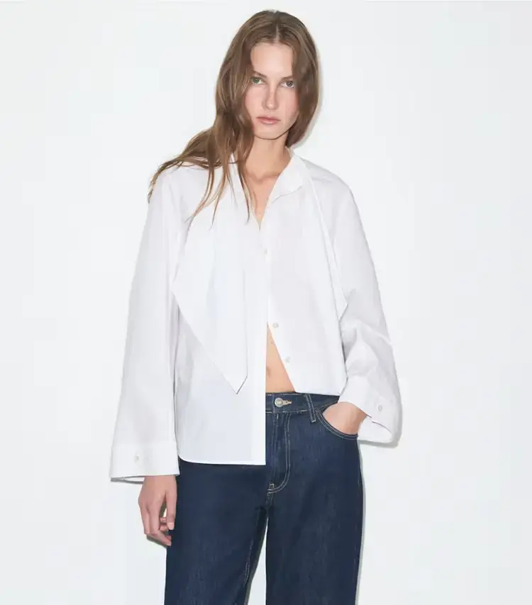 Cotton Bow Blouse - Image 2