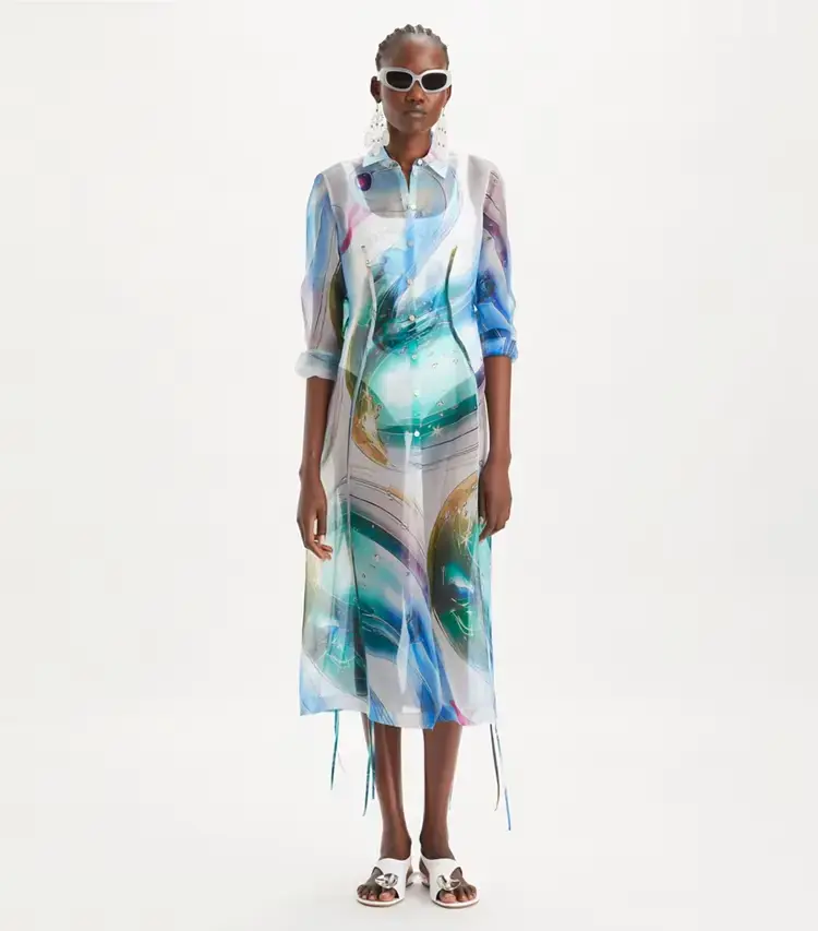 Silk Organza Shirtdress - Image 2