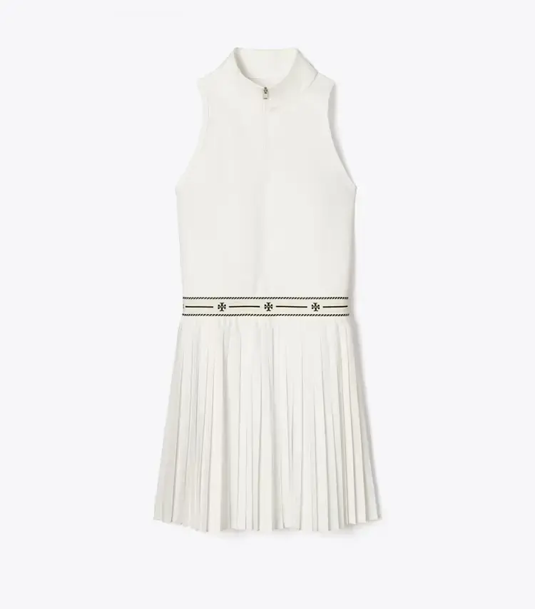 Quarter-Zip Pleated Tennis Dress
