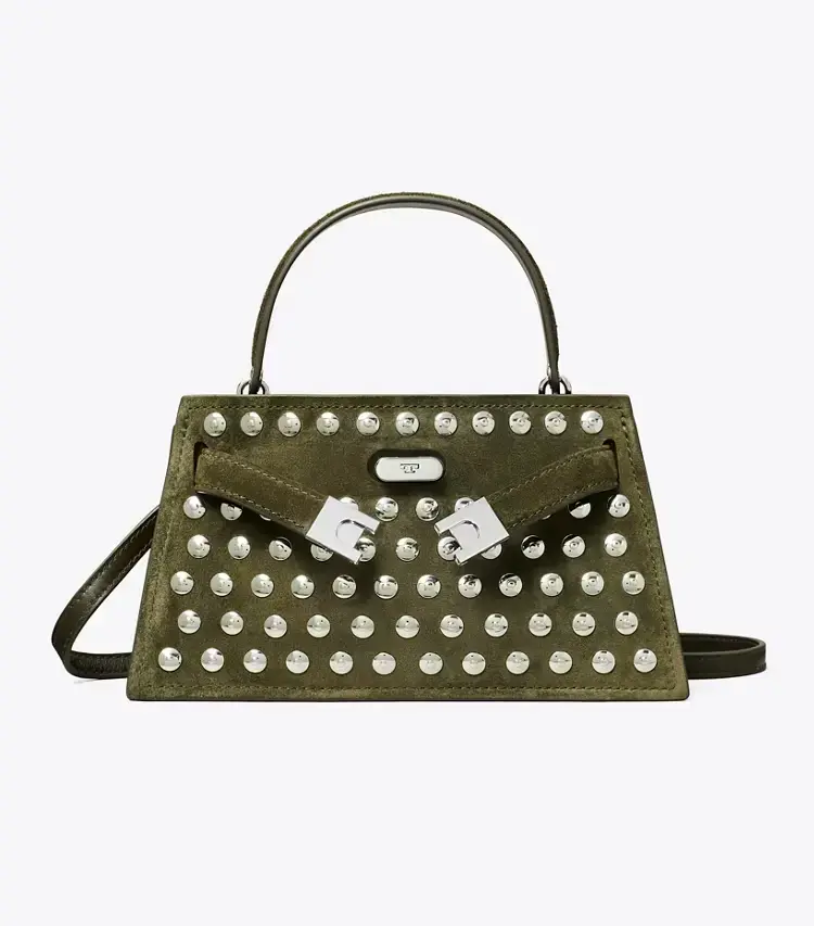 Mini Lee Radziwill Studded Suede Top-Handle Bag - Image 4