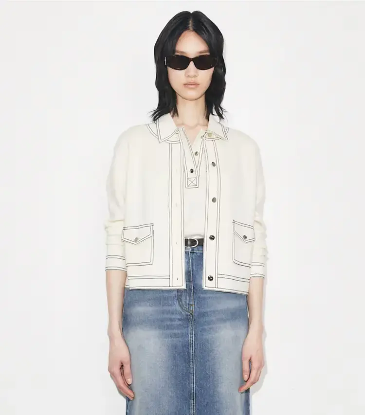 Topstitch Wool Cardigan - Image 2