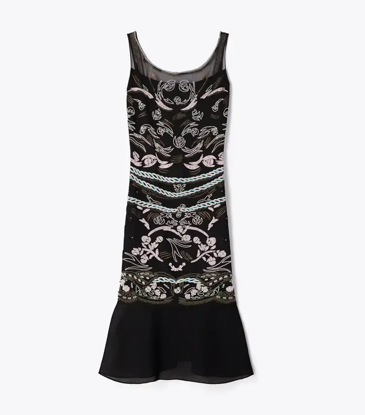 Embellished Mesh Dress