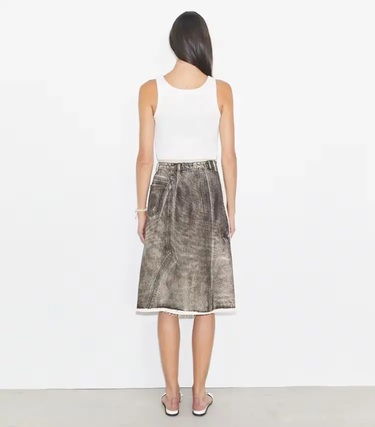 Overprinted Deconstructed Denim Skirt - Image 3
