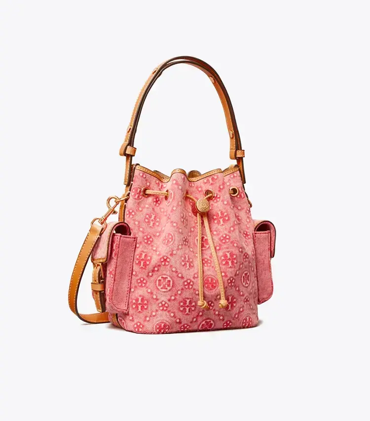 T Monogram Denim Bucket Bag