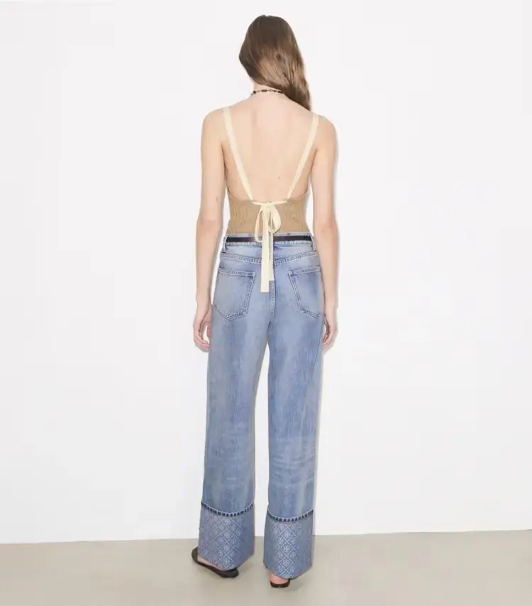 Contrast Cuff Straight Leg Jean - Image 3