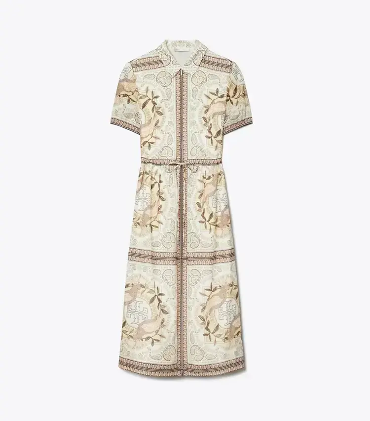 Cinched Cotton Zip Dress