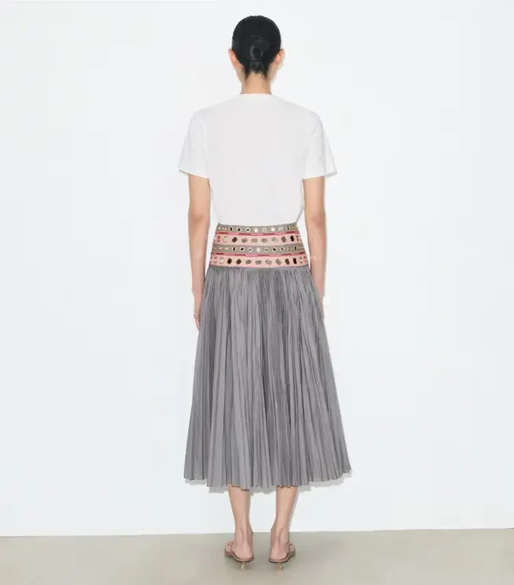 Mirror Embellished Cotton Skirt - Image 3