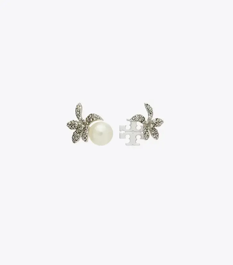 Moondance Pearl And Flower Stud Earrings