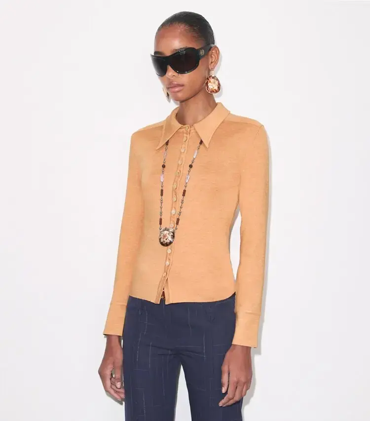 Silk Polo Cardigan - Image 2