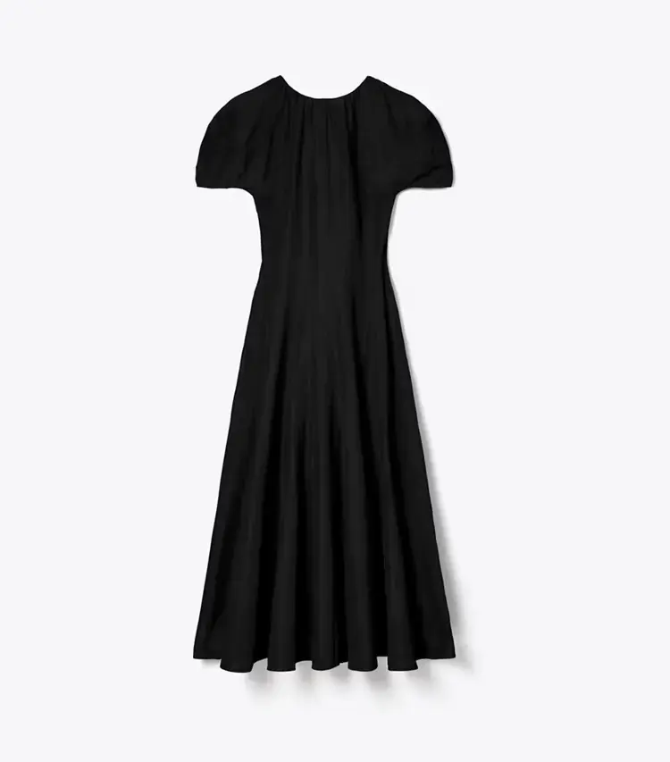 Balloon Sleeve Linen Dress