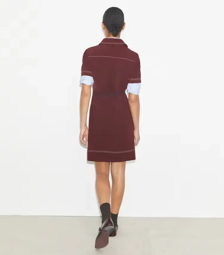Short-Sleeve Pick Stitch Golf Dress - Image 4