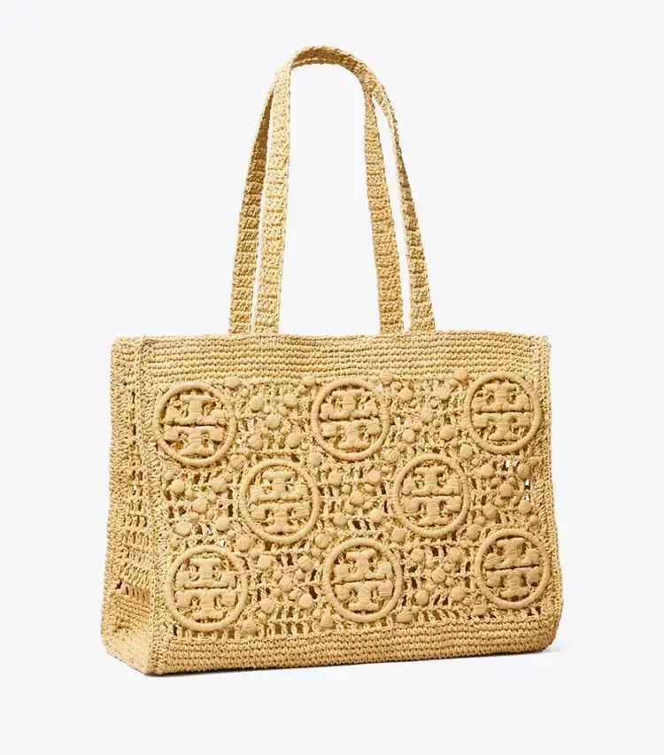 T Monogram Crochet Tote