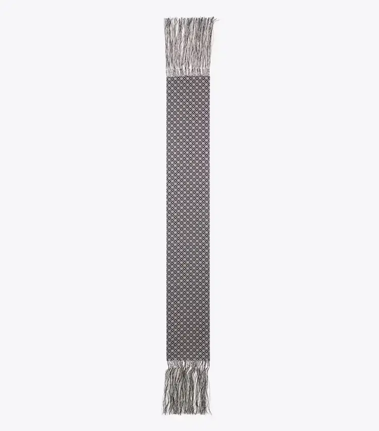 T Monogram Fringed Oblong Scarf