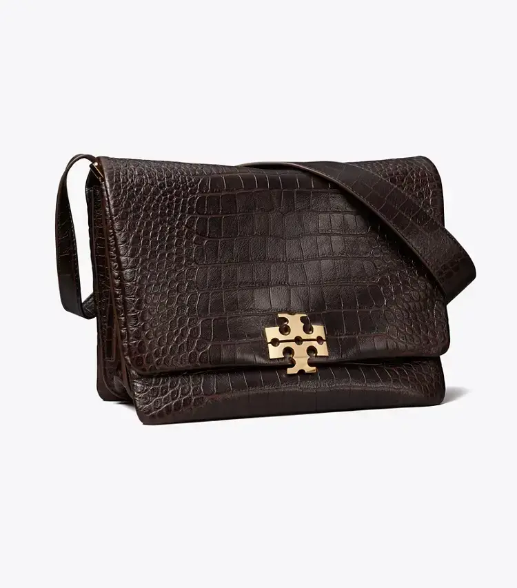 Large Charlie Runway Croc-Embossed Shoulder Bag
