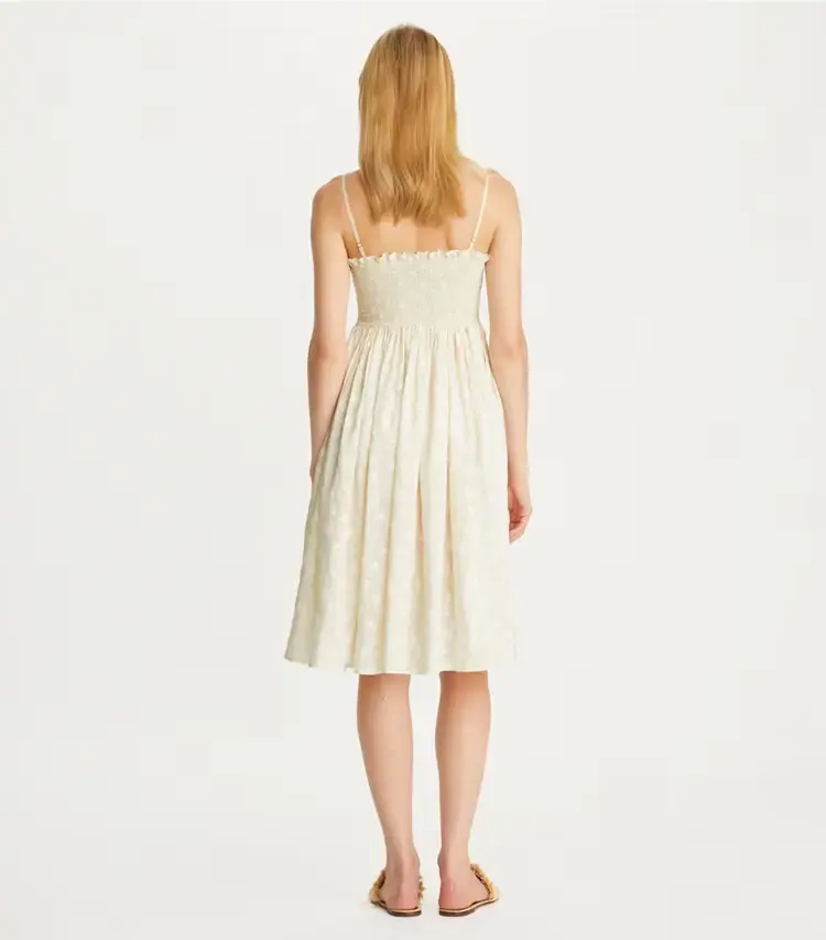 Strapless Smocked Silk Dress - Image 3